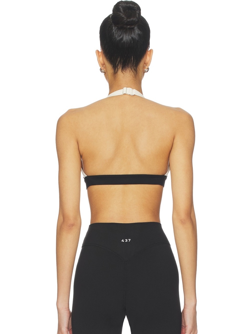 437 The Halter Sports Bra Crop Top black cream white small XS - Picture 5 of 5